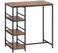 HOMCOM Tavolo da Bar Alto con 3 Ripiani di Stoccaggio e Telaio in Acciaio, 90x50x90,5 cm, Marrone Rustico e Nero Aosom Italy