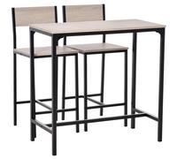 HOMCOM Tavolo da Bar con 2 Sedie, Set da 3 Pezzi in MDF naturale, 89x45x87 cm, Nero