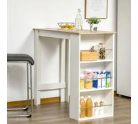 HOMCOM tavolo da Bar con 3 ripiani laterali e struttura in legno 12x57x106cm bianco