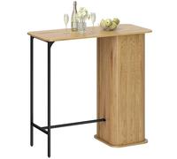 HOMCOM Tavolo da bar con 3 ripiani, tavolo alto per 2 persone, stile scandinavo, design a doghe e gambe in metallo, per spazi ridotti, cucina, soggiorno, 112x50x106 cm, legno naturale