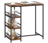 HOMCOM Tavolo da bar in piedi Acciaio 90x50x90,5 cm Marrone rustico Nero
