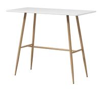 HOMCOM Tavolo da bar rettangolare per 4 persone, tavolo alto con gambe in acciaio effetto legno, tavolo da bistrot facile da montare, per bar di casa, sale da pranzo, 120 x 60 x 98 cm, bianco