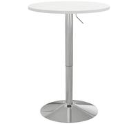 HOMCOM Tavolo da bar rotondo, tavolo alto da cucina, mangia in piedi regolabile in altezza 69-91 cm, con piano girevole a 360°, base in acciaio bianco e argento