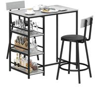 HOMCOM Tavolo da Caffè con Sedie, Tavolo da Pranzo con 2 Sedie da Caffè, con Ripiani, per Sala da Pranzo, cu