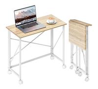 HOMCOM Tavolo da computer pieghevole 80 x 40 cm scrivania su rotelle stile moderno per casa, camera da letto, piccoli spazi, rovere