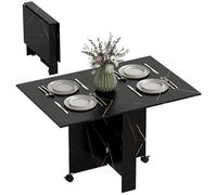 HOMCOM Tavolo da cucina pieghevole per 6 persone 120x80x73 cm Marmo nero