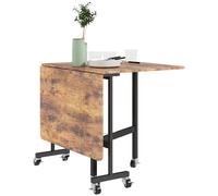 HOMCOM Tavolo da cucina pieghevole tavolo da pranzo pieghevole con 2 abbattibili 6 ruote per 4-6 persone 120 x 80 x 73 cm, marrone rustico