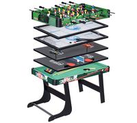 HOMCOM Tavolo da Gioco 6 in 1 in MDF, Resina e Acciaio Inox Multicolore