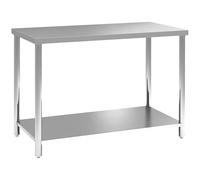 HOMCOM Tavolo da lavoro a 2 ripiani, banco da officina in acciaio inox, piano di lavoro per officina, garage, hangar, carico 100 kg, 120 x 60 x 86 cm, argento