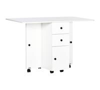 HOMCOM Tavolo da Pranzo a Ribalta con 2 Cassetti e Armadietto in Legno