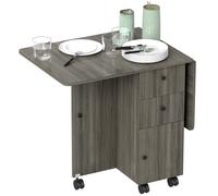 HOMCOM Tavolo da Pranzo a Ribalta con 2 Cassetti e Armadietto in Legno