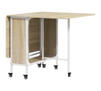 HOMCOM Tavolo da Pranzo a Ribalta per 6 Persone max con Ripiano, in Legno e Metallo, 130x80x74 cm, Bianco e color Legno Aosom Italy