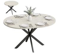 HOMCOM Tavolo da Pranzo Allungabile 4-6 Persone 100-135cm Grigio Cemento | Pannelli a Farfalla, Tavolo Rotondo Allungabile ad Ovale, Base a X, Industriale, Sala da Pranzo, Soggiorno