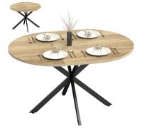 HOMCOM Tavolo da Pranzo Allungabile 4-6 Persone Base X 100-135cm Naturale | Pannelli a Farfalla, Tavolo Rotondo Allungabile ad Ovale, Stile Industriale, per Sala da Pranzo, Soggiorno