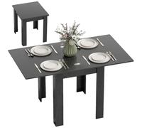 HOMCOM Tavolo da Pranzo Allungabile 70-140cm per 4-6 Nero Effetto Legno | Tavolo Allungabile, Design Ribaltabile, Rettangolare Salvaspazio, Piedini Antiscivolo, Sala da Pranzo Soggiorno