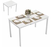 HOMCOM Tavolo da Pranzo Allungabile e Salvaspazio, 80-120 cm, Bianco