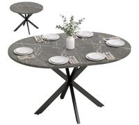 HOMCOM Tavolo da Pranzo Allungabile per 4-6 Persone 100-135cm Ovale Nero | Pannelli a Farfalla, Tavolo Rotondo Allungabile, Base a X, Industriale, Sala da Pranzo, Soggiorno, Effetto Marmo