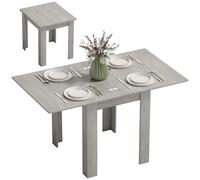 HOMCOM Tavolo da Pranzo Allungabile per 4-6 Persone Grigio e color Legno