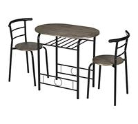 HOMCOM Tavolo da pranzo con 2 sedie, tavolo da pranzo per 2 persone, tavolo da cucina ovale con ripiano, tavolo da cucina, tavolo da cucina, in metallo, nero