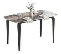 HOMCOM Tavolo da Pranzo per 4 Persone Tavolo Cucina 130x70x75 cm Marrone | Piano in Pietra Sinterizzata, Gambe in Metallo, Tavolino da Soggiorno Sala da Pranzo