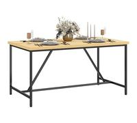 HOMCOM Tavolo da pranzo per 6 persone tavolo da cucina rettangolare in stile moderno - piano in legno e gambe in acciaio nero con piedini regolabili, 150 x 80 cm, naturale