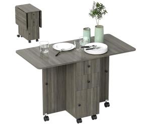 HOMCOM Tavolo da Pranzo Pieghevole 120x60x76.5 cm Grigio