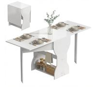 HOMCOM Tavolo da Pranzo Pieghevole 160 cm Salvaspazio 4 Persone Bianco