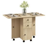HOMCOM tavolo da pranzo pieghevole con ruote 120x60x76,5 cm naturale
