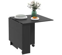 HOMCOM Tavolo da Pranzo Pieghevole con Ruote 140x80x74 cm Nero