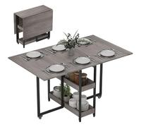 HOMCOM Tavolo da Pranzo Pieghevole per 4 Persone 133.4x80x75 cm Grigio