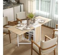 HOMCOM Tavolo da Pranzo Pieghevole per 4 Persone con Pannelli a Ribalta, Scrivania Richiudibile Salvaspazio con 4 Scompartimenti in MDF, per Sala da Pranzo, Soggiorno, 169x60x75 cm, Rovere e Bianco