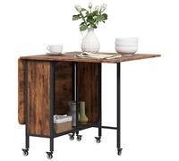 HOMCOM Tavolo da Pranzo Pieghevole, Tavolo a Ribalta per 4-6 Persone, Tavolo da Cucina Salvaspazio Moderno con Ripiano e 6 Ruote, in Metallo, 130x80x74 cm, Marrone Rustico