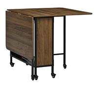 HOMCOM Tavolo da Pranzo Pieghevole, Tavolo a Ribalta per 4-6 Persone, Tavolo da Cucina Salvaspazio Moderno con Ripiano e 6 Ruote, in Metallo, 130x80x74 cm, Marrone