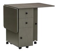 HOMCOM Tavolo da Pranzo Pieghevole, Tavolo Cucina a Ribalta con Ruote a Freno per 6 Persone, Scrivania Richiudibile con 2 Cassetti e Armadietto, per Soggiorno, Ufficio, 120x60x76.5 cm, Grigio