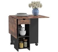 HOMCOM Tavolo da pranzo pieghevole, tavolo da cucina estensibile, per 2-4 persone, con 2 posti a sedere, per piccoli spazi, rettangolare, design moderno, marrone rustico e nero