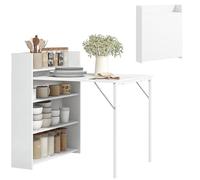HOMCOM Tavolo da pranzo pieghevole, tavolo da cucina per 3 persone con piano pieghevole e 4 ripiani, gambe in acciaio, per piccoli spazi, 79 x 91 x 93 cm, bianco