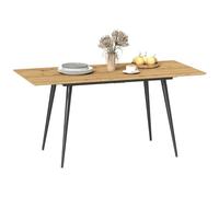 HOMCOM Tavolo da pranzo pieghevole, tavolo da cucina rettangolare pieghevole, tavolo allungabile 120-160 cm per 6-8 persone con gambe in acciaio, naturale