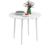 HOMCOM Tavolo da pranzo pieghevole, tavolo da cucina rotondo Ø 89 cm per 4 persone con 2 ante, gambe in legno di pino, design moderno, per piccoli spazi, bianco