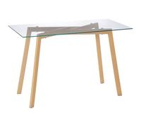 HOMCOM Tavolo da Pranzo Rettangolare per 4 Persone max, Tavolo da Pranzo in Vetro Temperato e Acciaio, per Cucina, Sala da Pranzo e Soggiorno, 120x60x76 cm