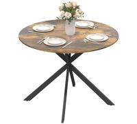 HOMCOM Tavolo da Pranzo Rotondo Ø100 cm per 4 Persone Marrone Rustico | Tavolo da Cucina, Piano Effetto Legno, Gambe a Croce in Acciaio, Tavolino da Soggiorno e Sala da Pranzo, Stile Industriale