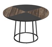 HOMCOM Tavolo da Pranzo Rotondo Ø120 cm per 4-6 Persone, Marrone Rustico e Nero