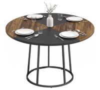 HOMCOM Tavolo da Pranzo Rotondo Ø120 cm per 4-6 Persone, Marrone Rustico e Nero