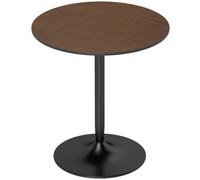 HOMCOM Tavolo da pranzo rotondo 70 cm per 2 persone con piano in legno massello impiallacciato e base in acciaio marrone Aosom Italy