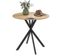 HOMCOM Tavolo da Pranzo Rotondo Ø80 cm, Tavolo da Cucina per 2-4 Persone con Piano Effetto Legno e Gambe a Croce in Acciaio, Tavolino da Soggiorno e Sala da Pranzo, Stile Industriale, Rovere