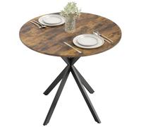 HOMCOM Tavolo da Pranzo Rotondo Ø80cm, per 2-4 Persone, Marrone Rustico | Tavolo da Cucina, Piano Effetto Legno, Gambe a Croce in Acciaio, Tavolino da Soggiorno e Sala da Pranzo, Stile Industriale