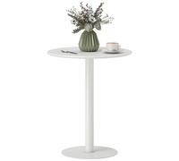 HOMCOM Tavolo da Pranzo Rotondo per 2 Persone dal Design Minimal, Tavolo Moderno in Acciaio, per Interno ed Esterno, Ø60x72 cm, Bianco