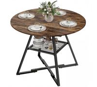 HOMCOM Tavolo da Pranzo Rotondo Industriale con Ripiano, Ø100cm, Marrone
