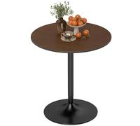 HOMCOM Tavolo da pranzo rotondo per 2-4 persone, tavolo da cucina 70 cm, stile moderno con piano in impiallacciatura in legno massiccio e base in acciaio, marrone chiaro