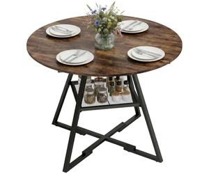 HOMCOM Tavolo da Pranzo Rotondo per 4 Persone Ø100 cm Marrone Rustico