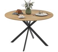 HOMCOM Tavolo da pranzo rotondo per 4 persone Tavolo da cucina industriale con struttura in acciaio Ø120 x 75 cm rovere